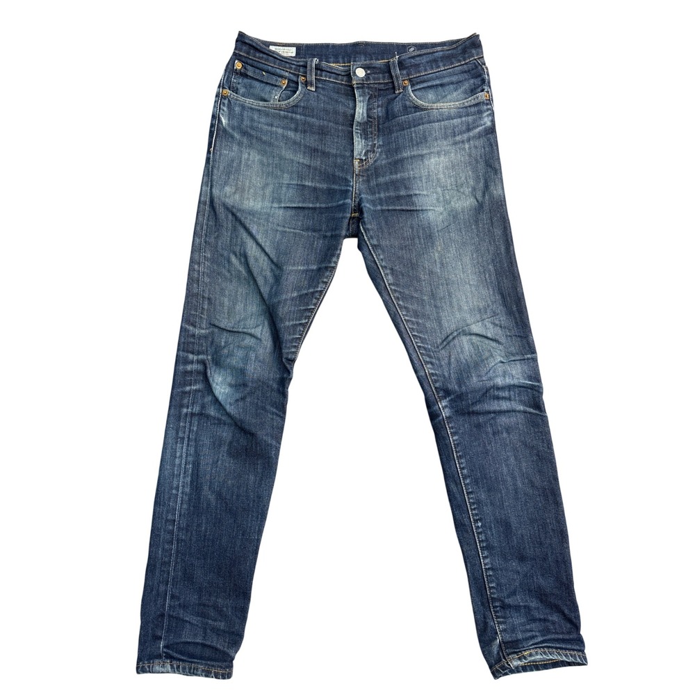 Levi Strauss & Co Mens Indigo Blue Denim Jeans Whiskered Faded 32x32